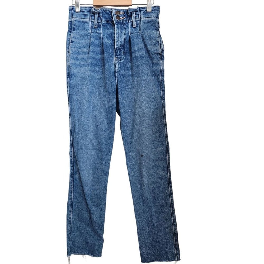 Hollister Curvy High-Rise Mom Jean Vintage Stretch‎ 0R W24 L25 Raw Hem